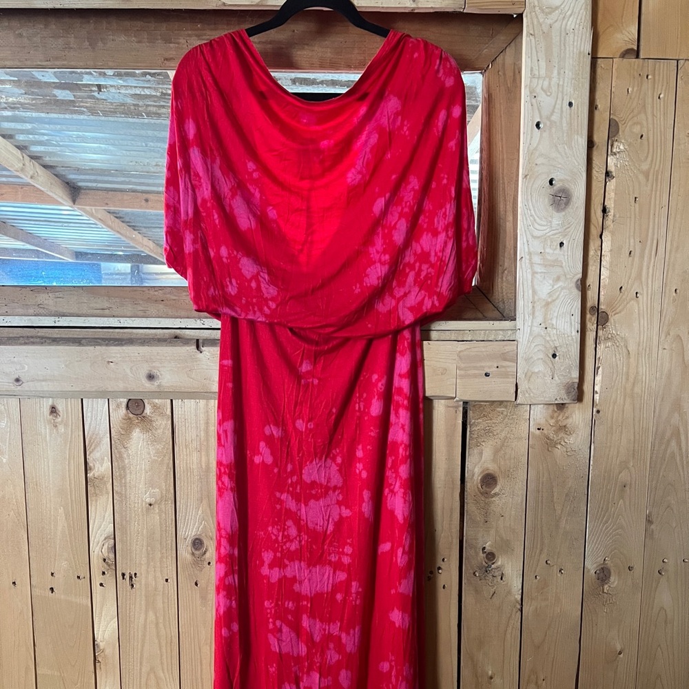 Red Sleeveless Drape Neck Maxi Gown